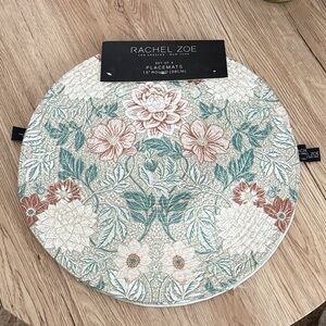 Rachel Zoe Round Floral Placemats - Green, cream,brown set of 4